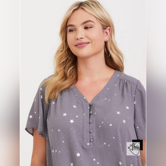 Torrid Georgette Button PlacketBlouse Size 00 (Out of Stock online) - Picture 4 of 15